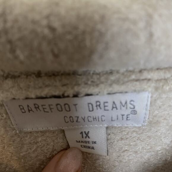 Barefoot Dreams CozyChic Lite Half Zip Tunic Sweater Womens Size 1X Cream Soft - Picture 2 of 8